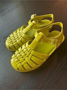 Mini Melissa Bright Yellow Woven Jelly Sandals Scented Summer Shoes